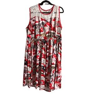 🎄 Christmas Cats Holiday Dress – Size 3XL – Lace Yoke – Cute Festive Cat Print